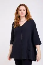גון - טוניקת פשתן וי כיס