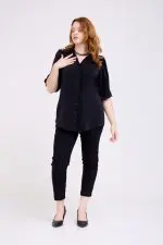 ⁦סתיו - חולצת אריג פרינט כ⁩ – תמונה ⁦5⁩