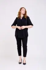 ⁦סתיו - חולצת אריג פרינט כ⁩ – תמונה ⁦8⁩