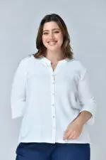 הודיה - חולצת אריג אוברסי לבן