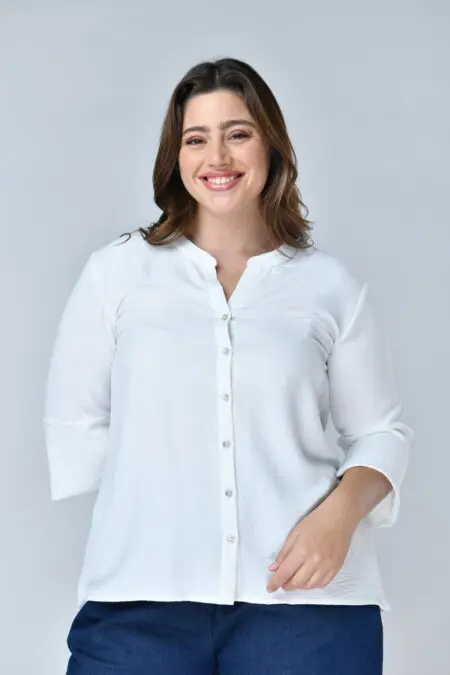 הודיה - חולצת אריג אוברסי לבן