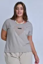 רוזה - טופ סירה לב אבנים בז'