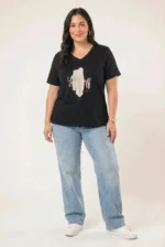 ⁦vered - טי קצר וי פרינט⁩ – תמונה ⁦3⁩