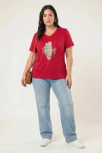 ⁦vered - טי קצר וי פרינט⁩ – תמונה ⁦2⁩
