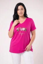 ⁦sun - טי קצר וי פרינט⁩ – תמונה ⁦7⁩